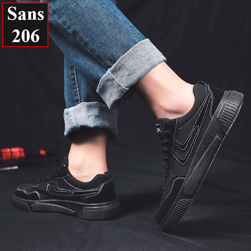 Giày sneaker nam Sans206 da lộn đế bằng cột dây giầy thể thao sports