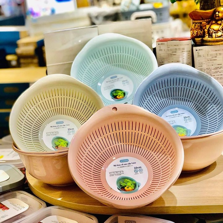 Set 02 Bộ thau rổ cao cấp Inochi Yoko - Công nghệ ion Ag+ giúp kháng khuẩn khử mùi