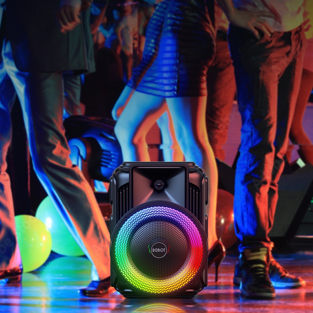 Loa Bluetooth Karaoke ROBOT RB500 Công Suất Lớn 20W Hiệu Ứng LED RGB Kèm Micro Không Dây - Hàng Chính Hãng