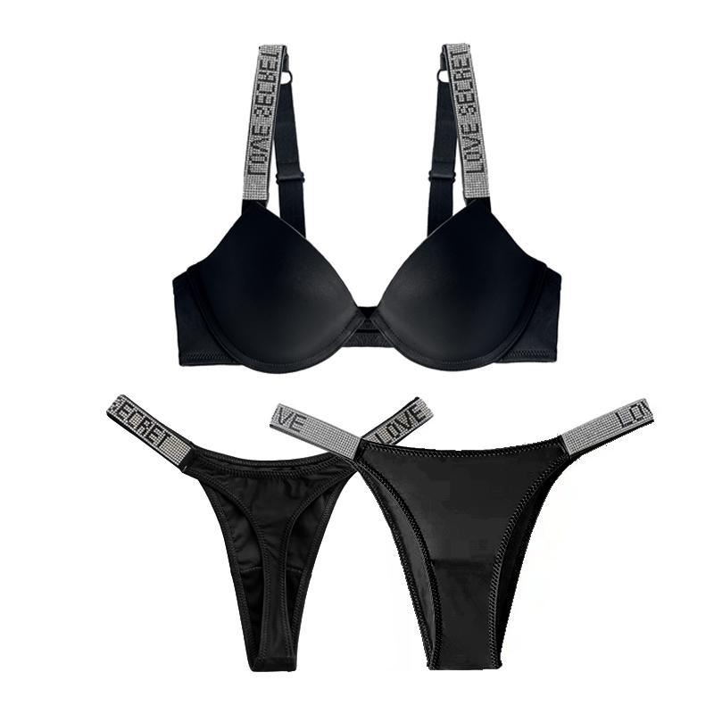 Thời Trang Đồ Lót Nữ Push Up Bra Chữ Kim Cương Giả Bí Mật Mềm Áo Bralette Giới Tính Nữ Quần Lót Điều Chỉnh 3 Món Áo Ngực + Thông + Quần