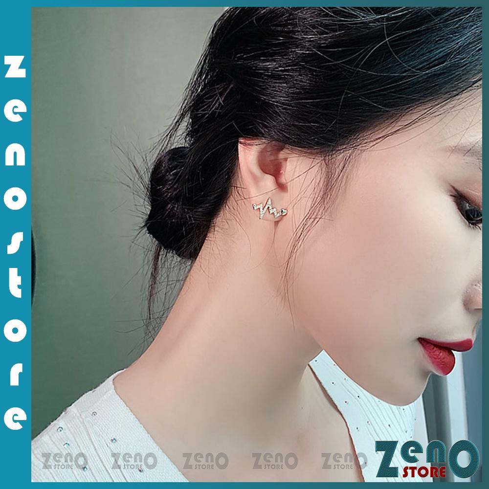 Khuyên tai Hàn Quốc bạc Ý tia sét tình yêu, bông tai bạc S925 trẻ trung KT07