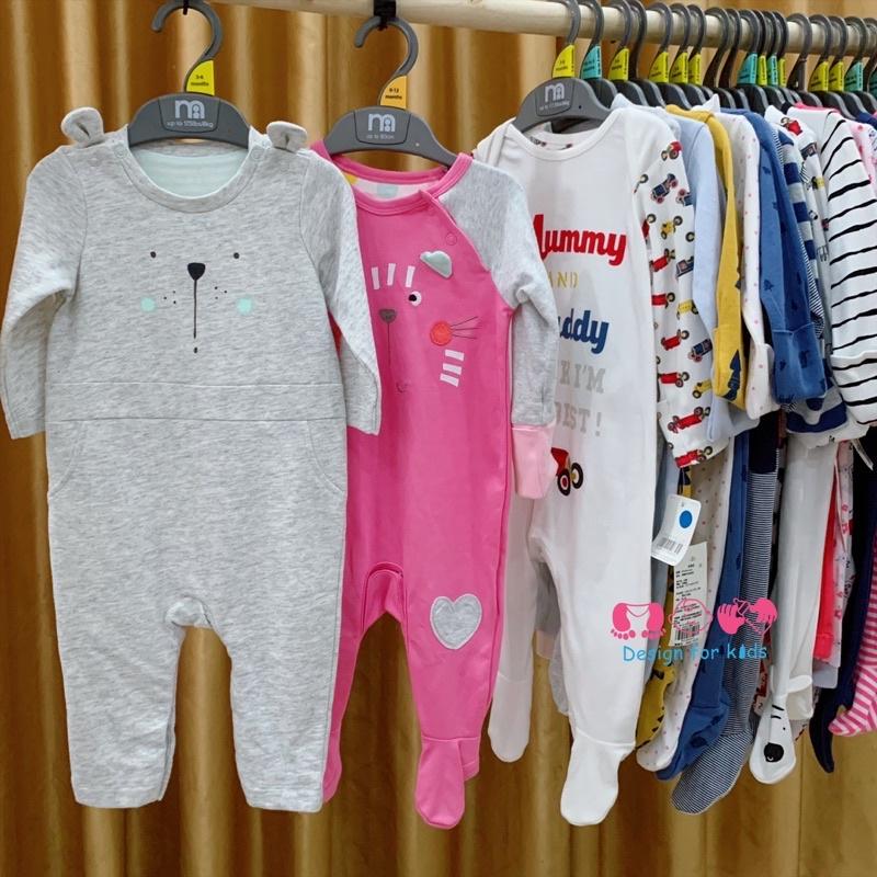 (Chọn mẫu) Sleepsuit / bodysuit hàng Mothercare CÓ BAO TAY LẬT hàng xuất dư cho bé 3-6m (5-7kg)t