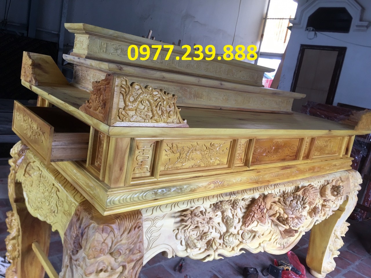 Sập thờ gỗ mít ta chân 22cm