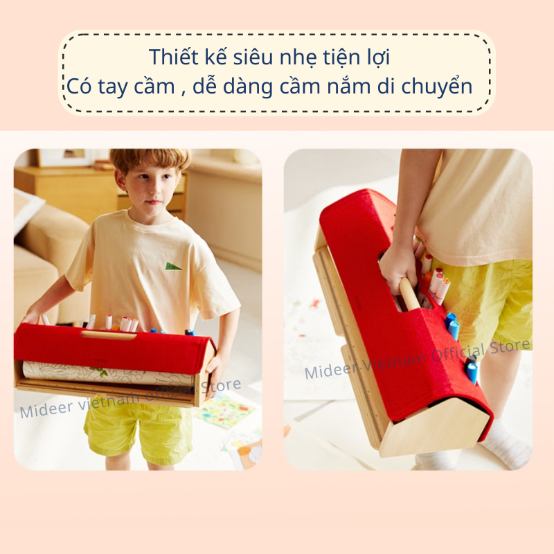 Bộ giá đỡ cuộn giấy vẽ đa năng Mideer Versatile Paper Roll Holder chất liệu gỗ cao cấp kèm giá đỡ tiện lợi cho bé