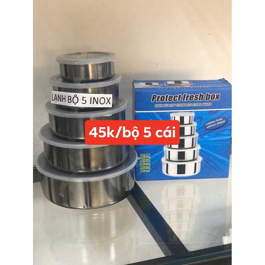 Bộ 5 thố inox có nắp đậy - bộ thố inox lạnh - bộ 5 hộp inoc