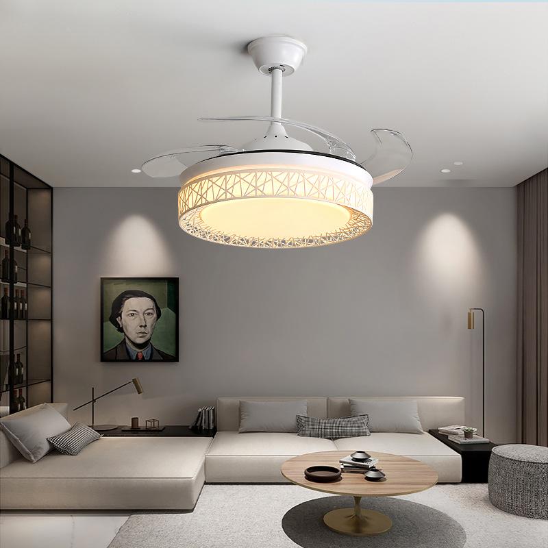 Giá Đặc Biệt Bắc Âu Hiện Đại Quạt Vô Hình Đèn Thông Minh Chuyển Đổi Tần Số Phòng Khách Đèn Âm Trần Tắt Tiếng Phòng Ngủ Phòng Khách Đèn Quạt Trần Đen Vàng Trắng
