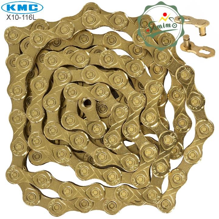 Sên xe đạp - Xích xe đạp KMC X10-116L Gold 10 Speed - Full box chính hãng