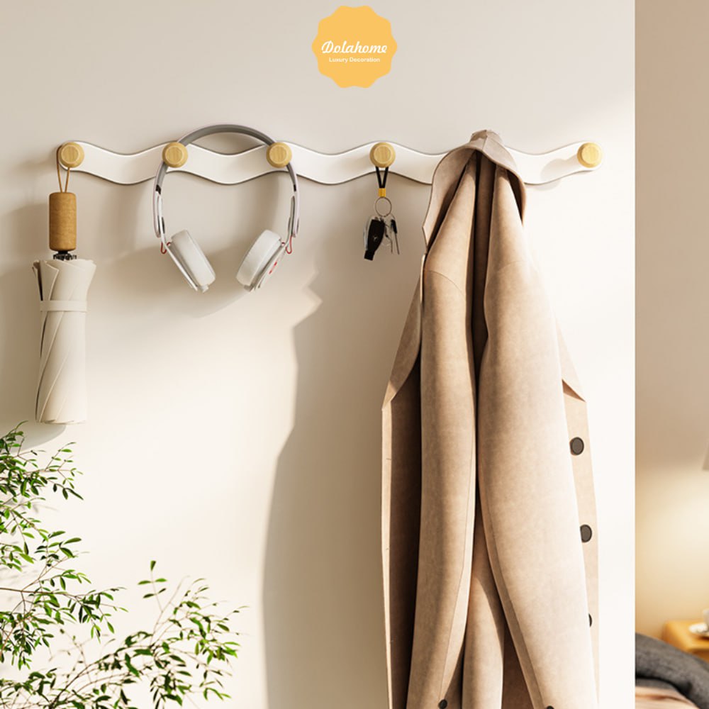 Móc treo lượn sóng Dola Home sử dụng miếng dán không khoan đục không hại tường không hại cửa mở rộng không gian treo đồ