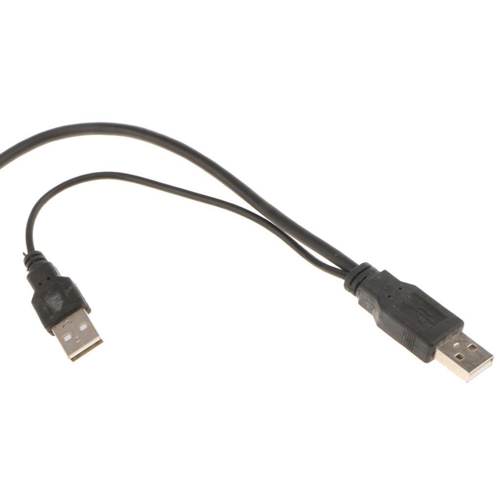 Dual USB 2.0 Male to Standard B Male Y Cable 70cm for Hard Disk Drive
