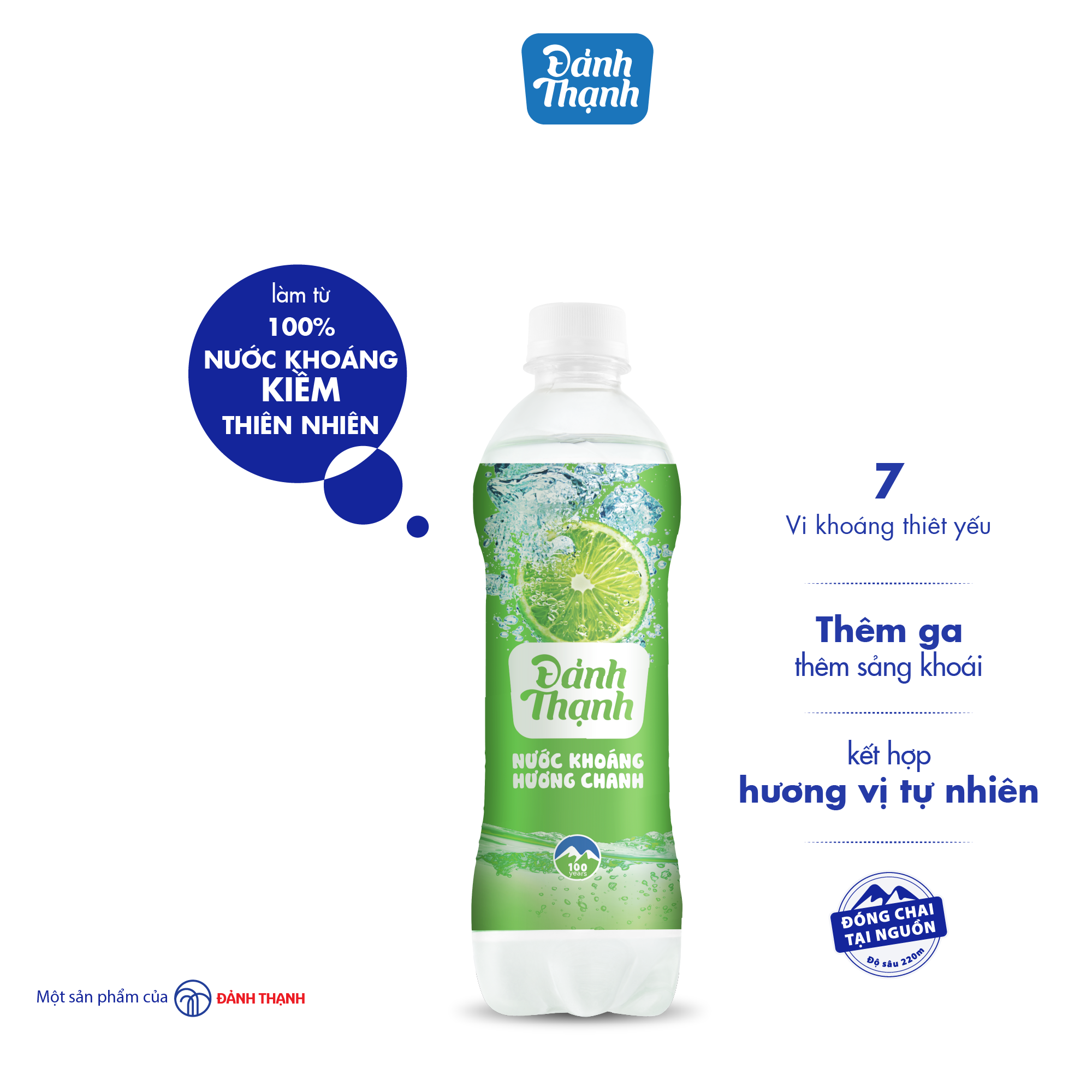 Lốc 6 chai Nước Khoáng Thiên Nhiên Có Ga Đảnh Thạnh Khoáng Chanh 430ml