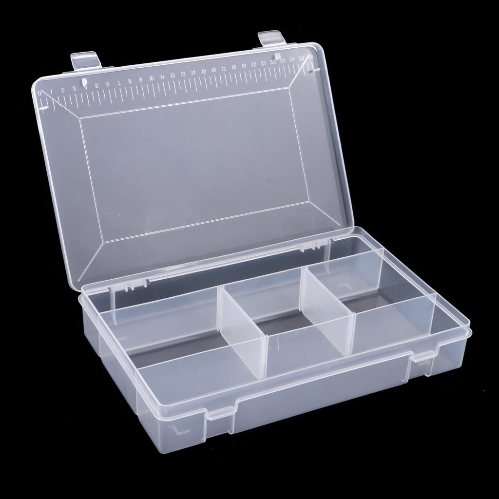 5 Compartments Clear Plastic Fishing Tackle Box Lures Bait Storage Case