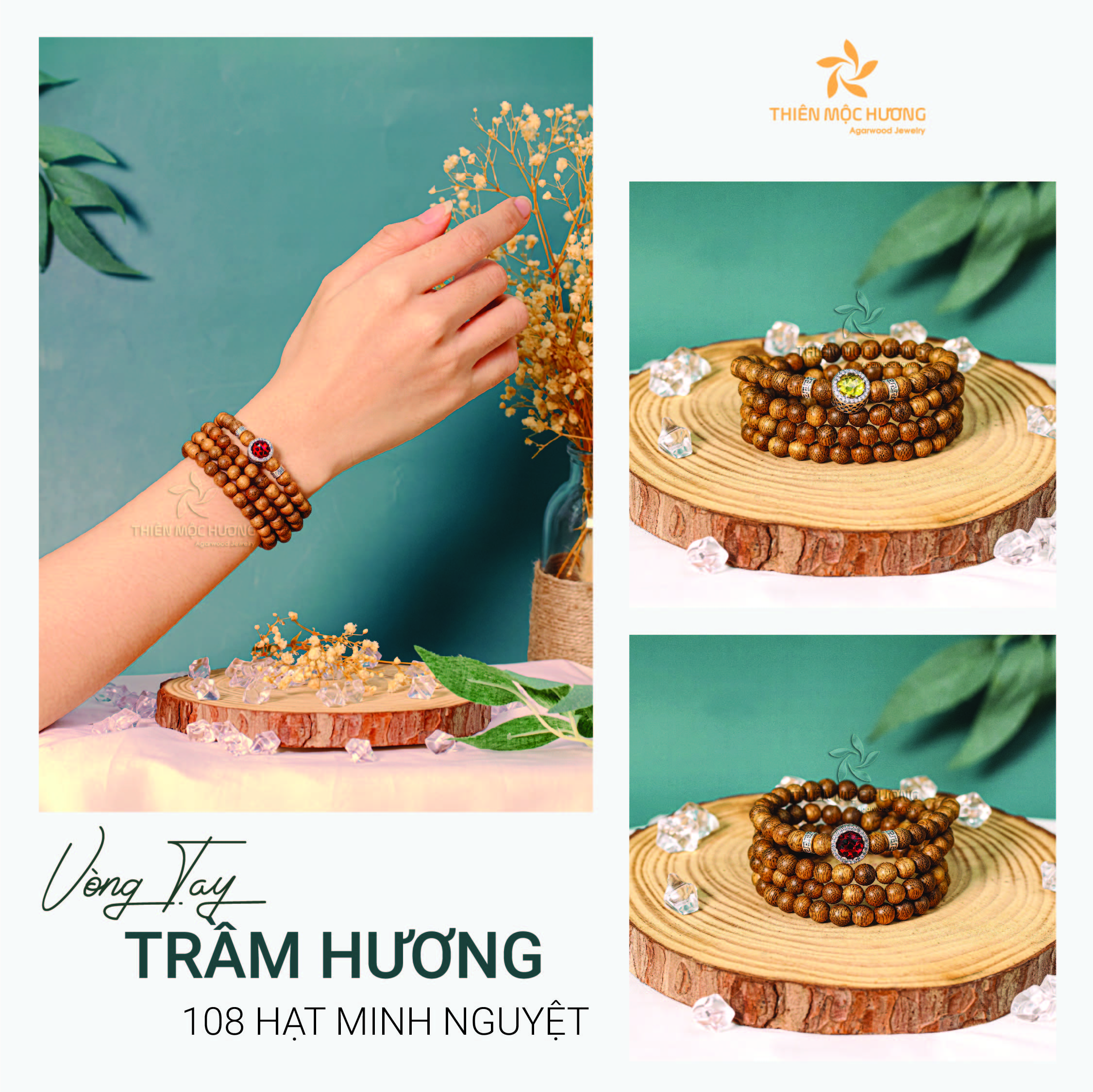 Vòng tay Trầm Hương 108 hạt Minh Nguyệt - May mắn tình duyên, đoạn trừ phiền não - Trầm Tốc Việt Nam - Thiên Mộc Hương