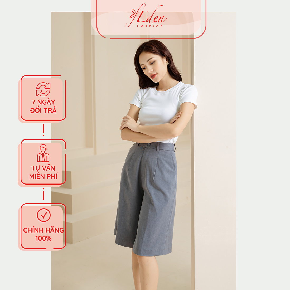 Quần culottes lửng ống rộng thời trang Eden - Q017