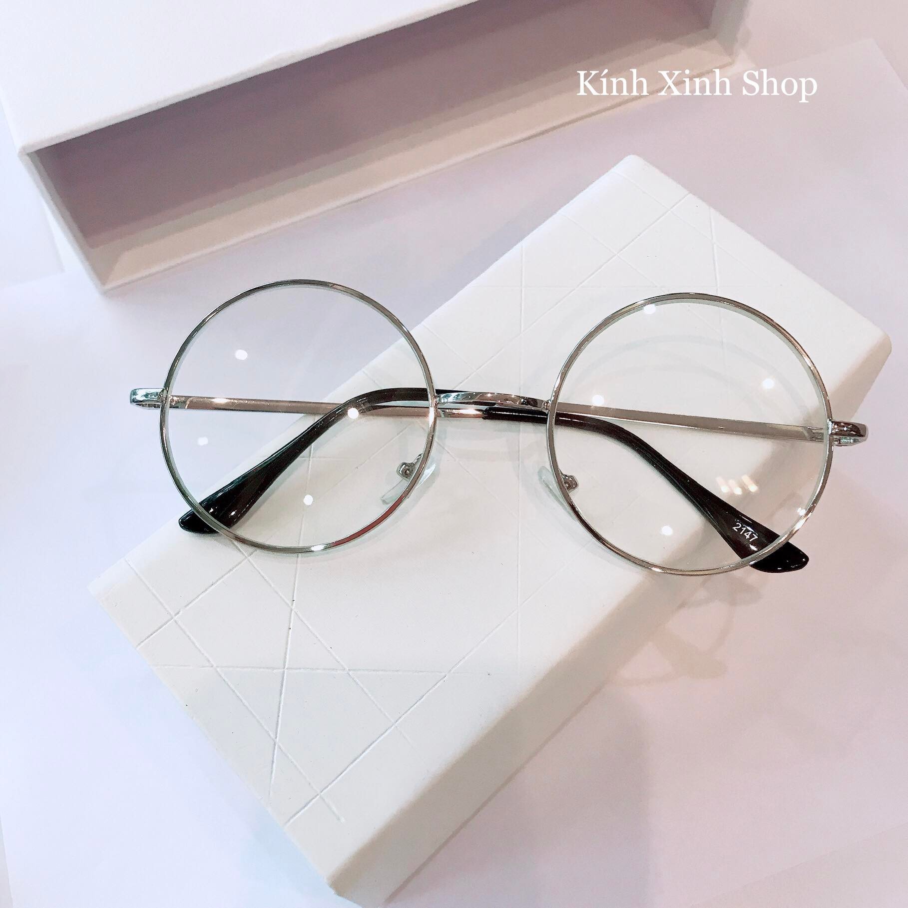 Kính Gọng Nam Nữ Mắt Tròn Xoe Kim Loại Ulzzang