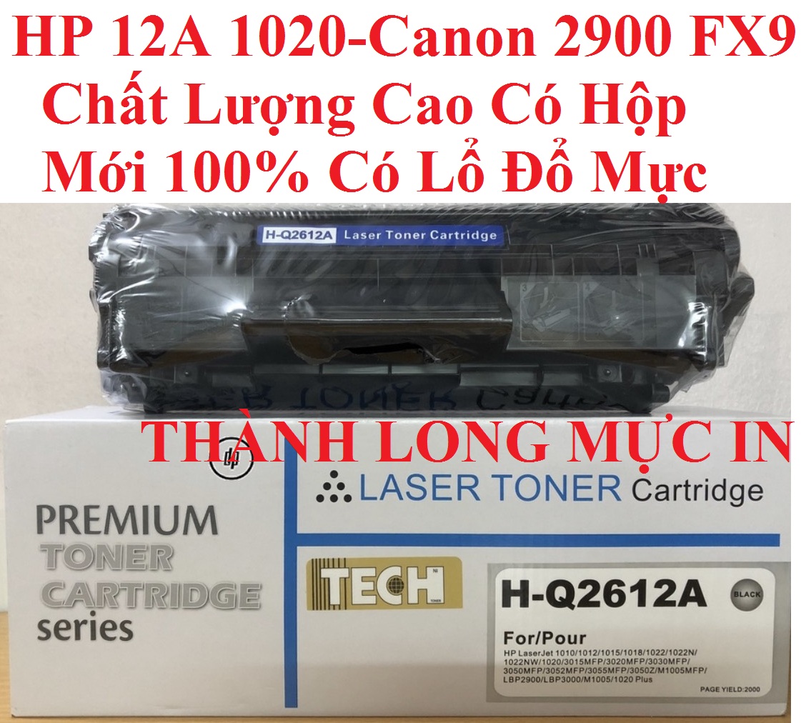 Hộp mực 12A Canon 2900/ L11121E -CÓ LỔ ĐỔ MỰC- Mực in HP LaserJet 1010/1015/1020/3015/3020/3030/3050 Canon L120, MF4122, MF4150, MF4680, L140, L160, MF4270, MF4320d, MF4350d 3000 FX9 FX10