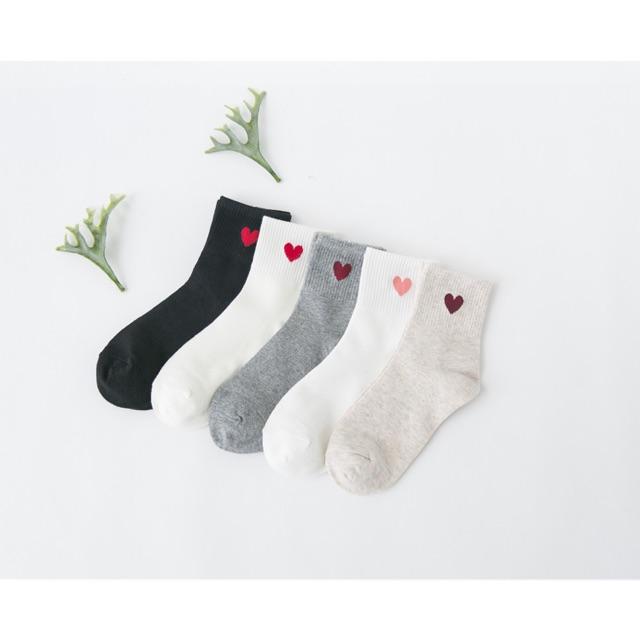 Vớ Cao Cổ Tim Tất Vớ Cotton Cổ Cao In Họa Tiết Tim Phong Cách Nhật Hàn Phong cách Ulzzang