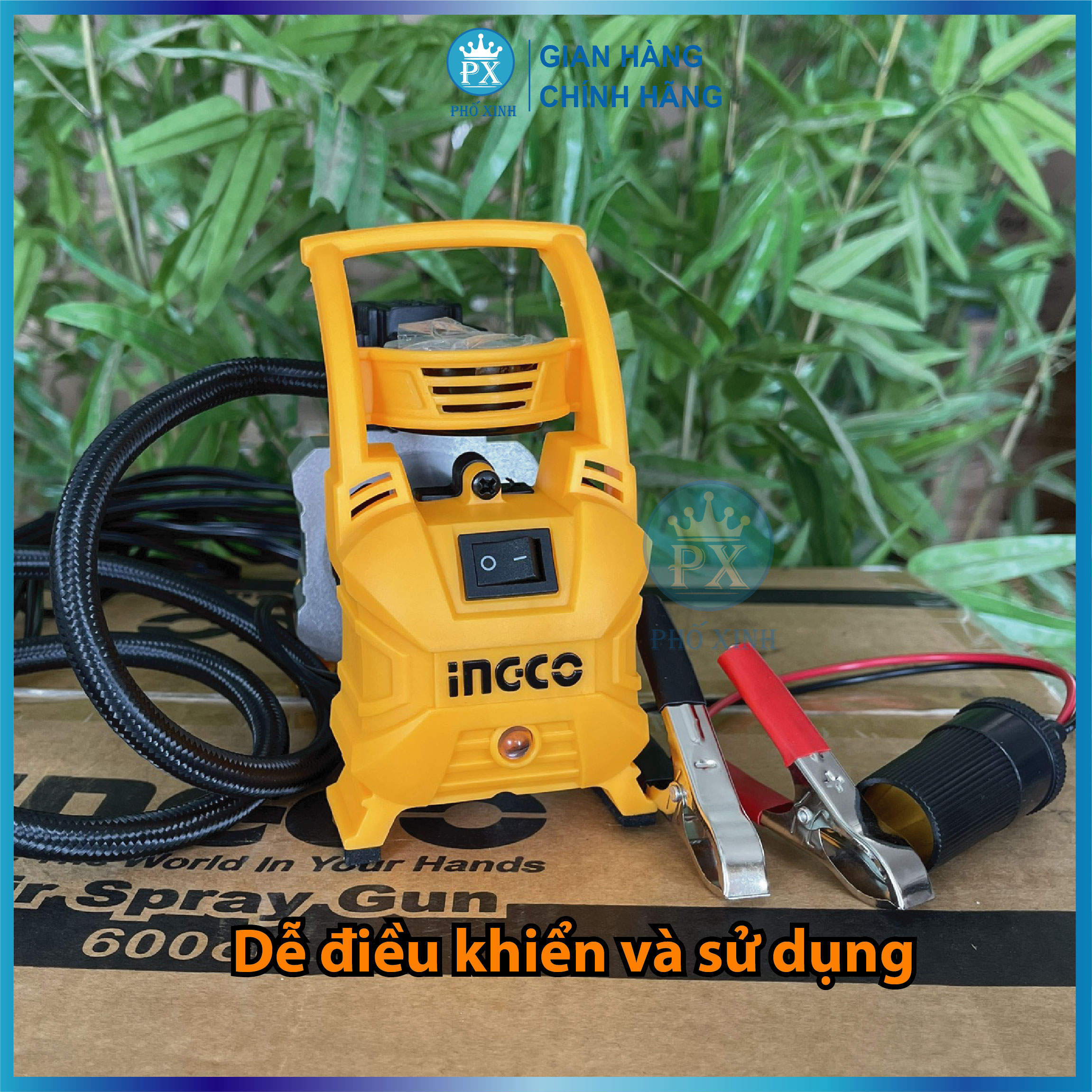 Máy kiểm tra hơi lốp xe INGCO Máy kiểm tra hơi lốp xe INGCO AAC1408 | máy bơm hơi lốp xe Kèm đèn Led, dây nguồn 3m