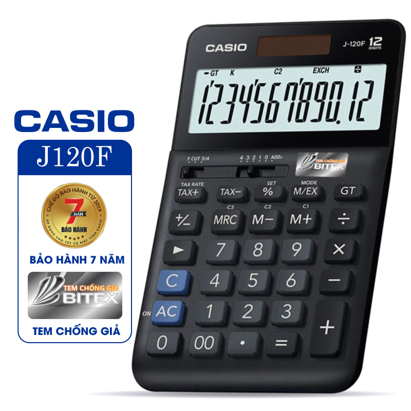 Máy tính Casio J-120F, Bảo hành 7 năm - Hàng chính hãng Bitex