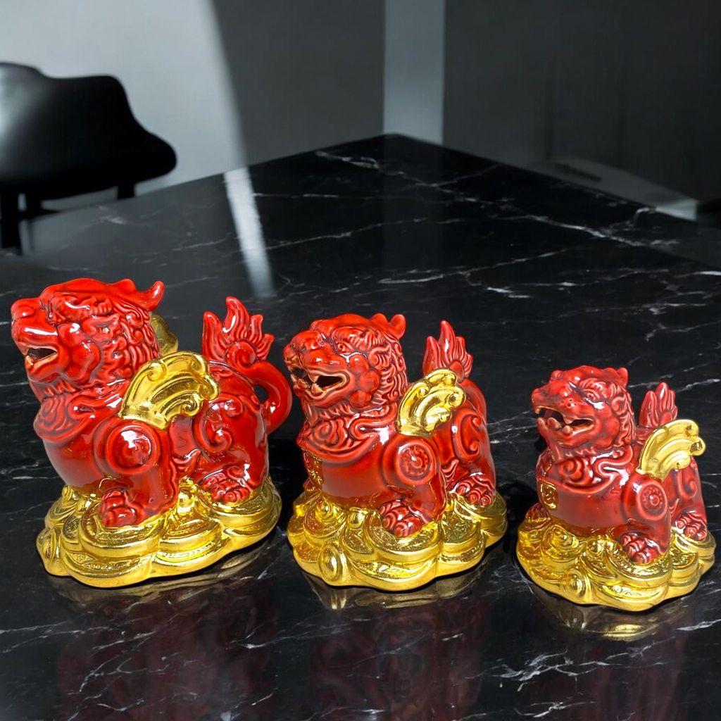 Cóc tỳ gốm sứ đỏ dát vàng RỒNG VIỆT - Thiềm thừ, tỳ hưu cao cấp trang trí ban thờ thần tài