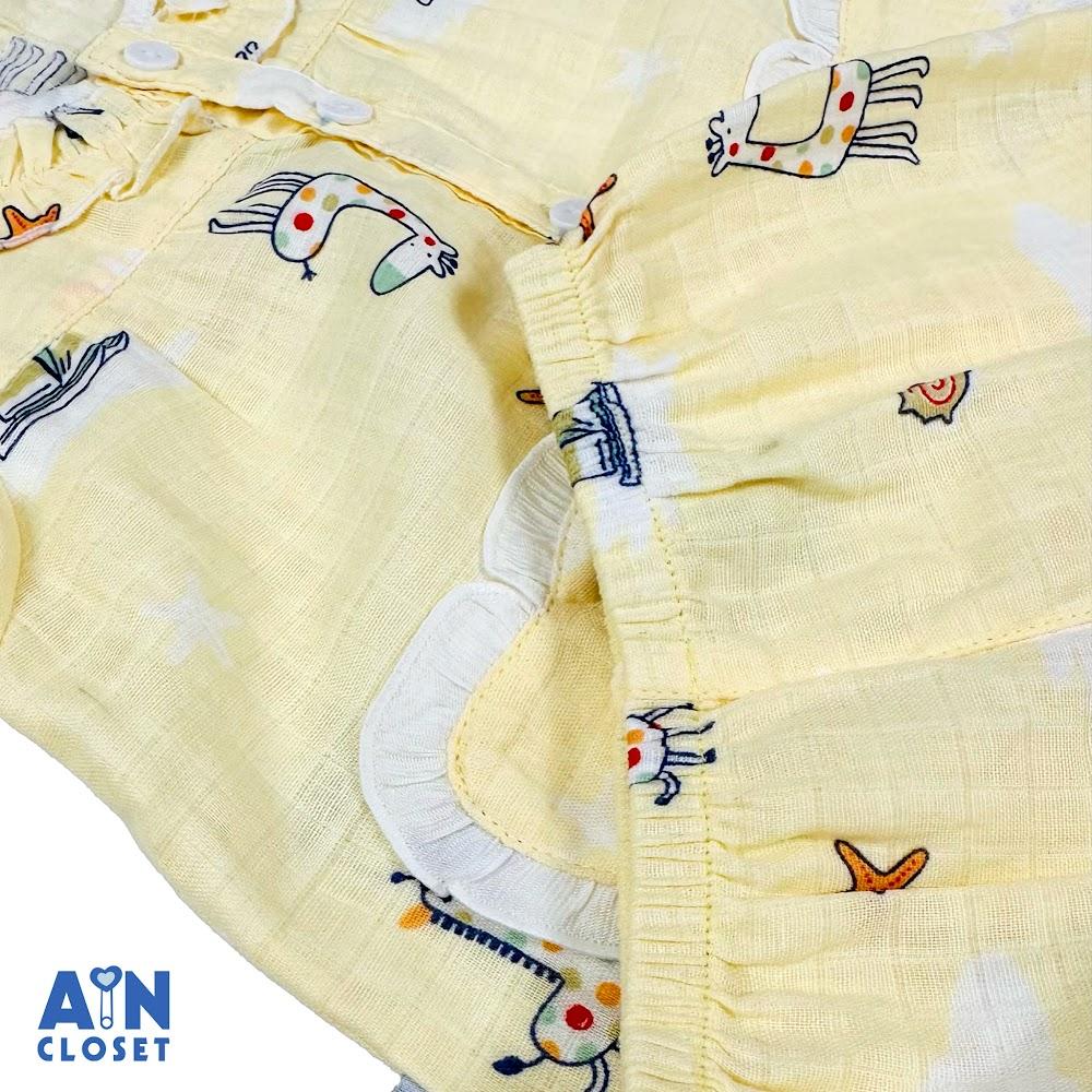 Bộ quần áo Dài bé gái họa tiết Hươu Vàng Xô sợi tre - AICDBG474S5Y - AIN Closet