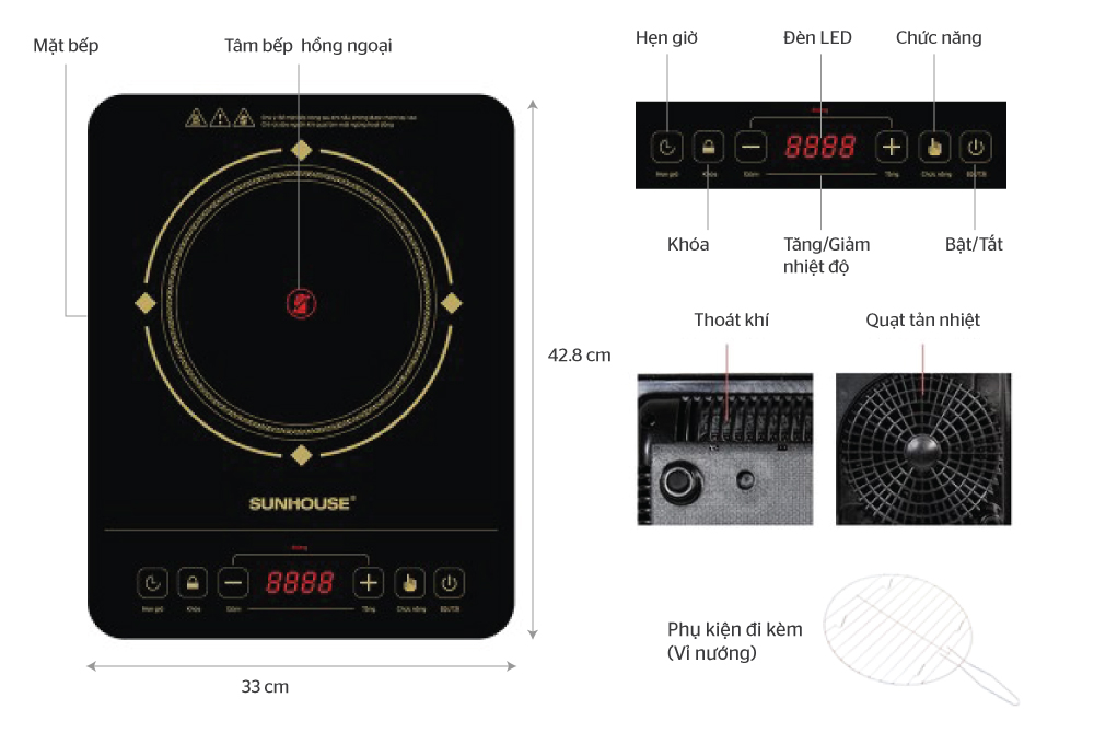 Bếp Hồng Ngoại Cảm Ứng Sunhouse SHD 6014 (2000W) - Hàng chính hãng