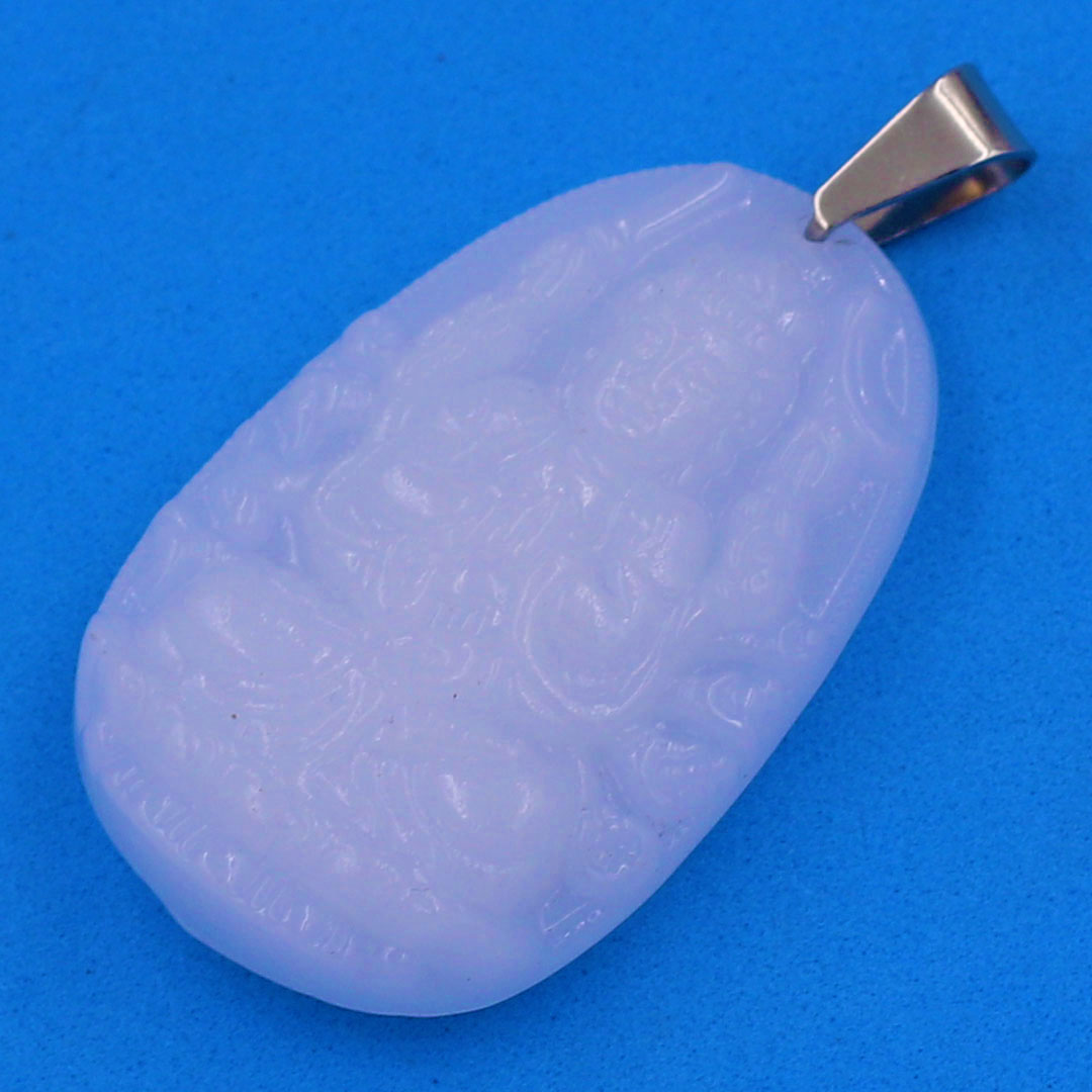Mặt Phật Thiên thủ thiên nhãn đá thạch anh trắng 5 cm kèm móc và vòng cổ dây cao su, Mặt Phật bản mệnh size L, mặt dây chuyền Phật, Quan âm nghìn tay nghìn mắt