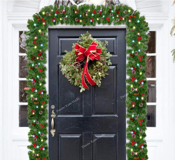 Dây Lá Thông Gắn Đèn B15 Trang Trí Giáng Sinh Noel