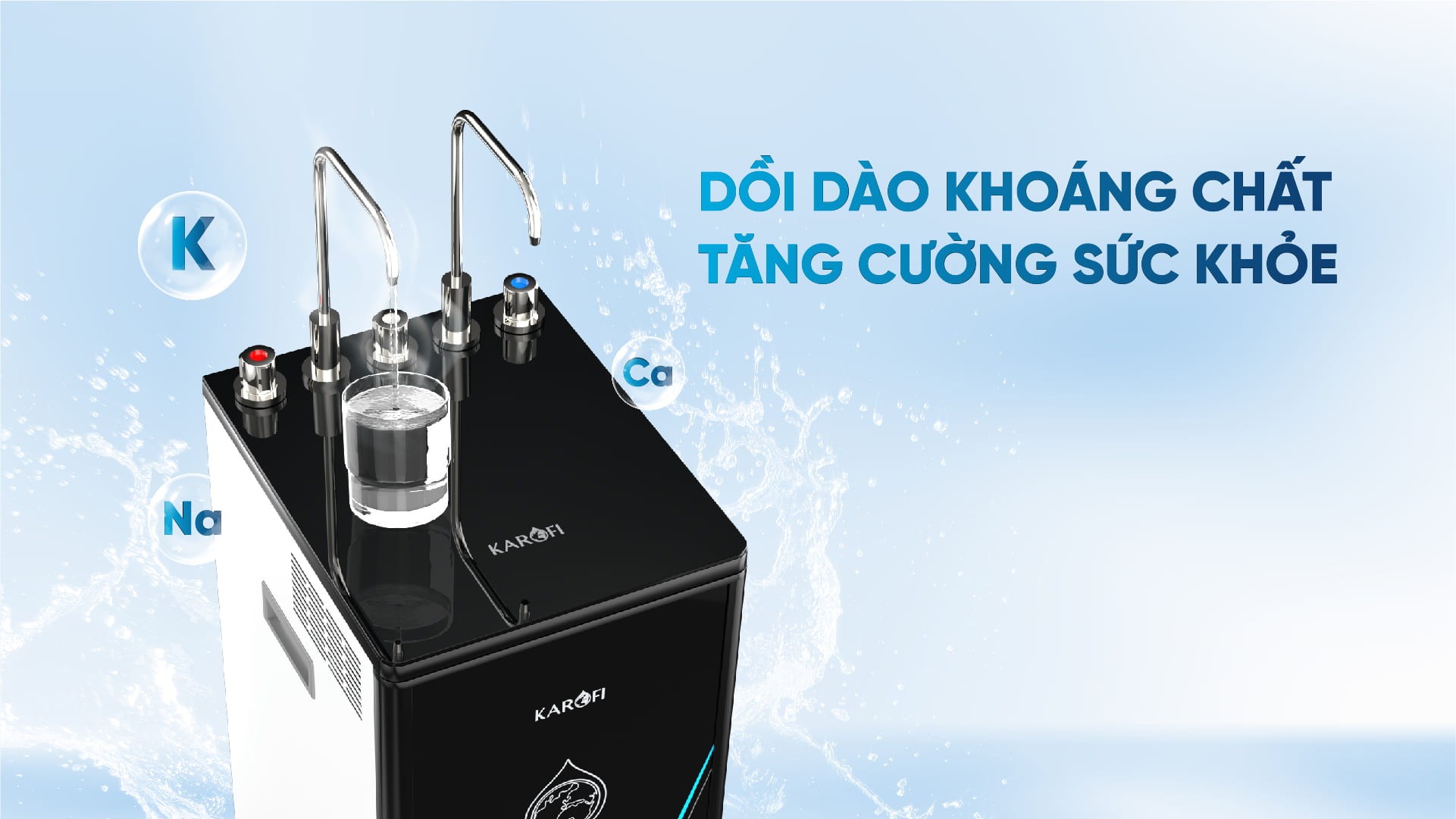 Máy lọc nước nóng lạnh RO Mỹ 10 lõi Karofi KAD-D528 - Giao trước lắp sau miễn phí toàn quốc - Bảo hành 36 tháng - Hàng chính hãng