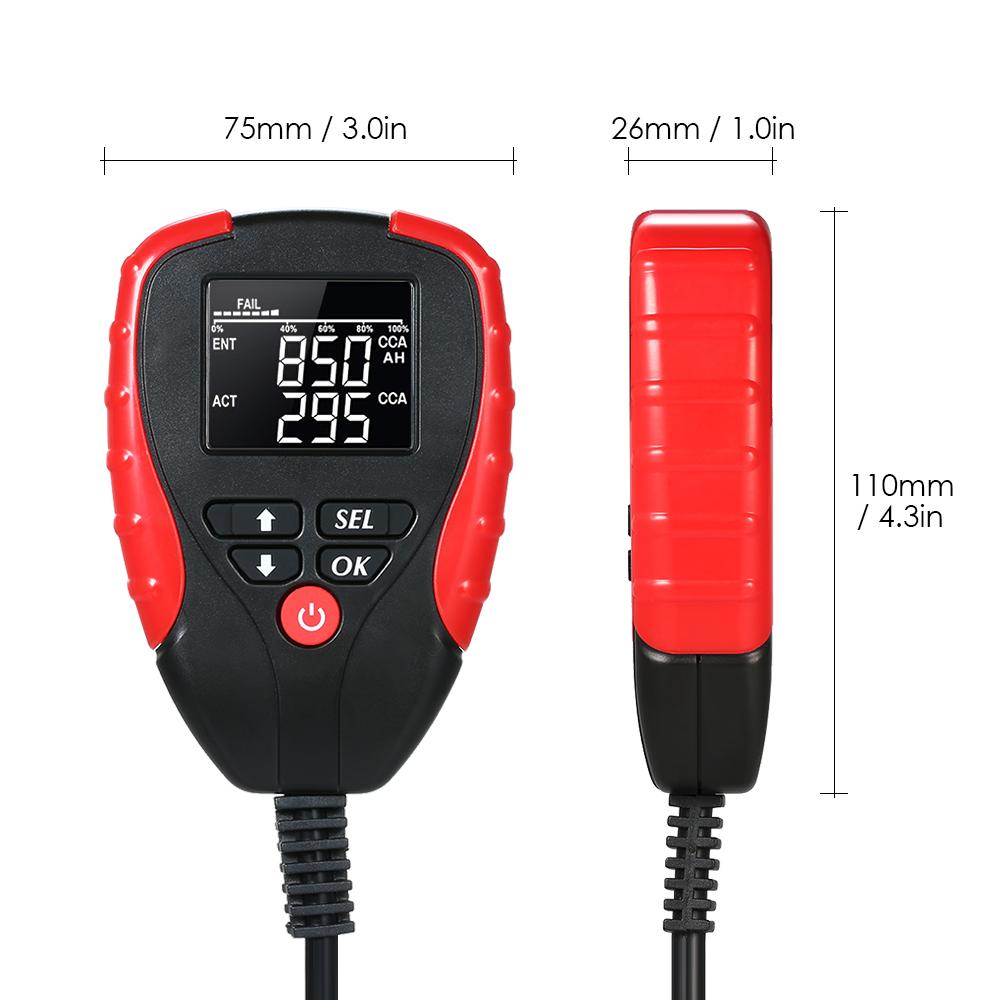 Digital 12V Vehicle Battery Tester with AH/CCA Mode Automotive Battery Load Tester Analyzer Automobile Vehicle Battery