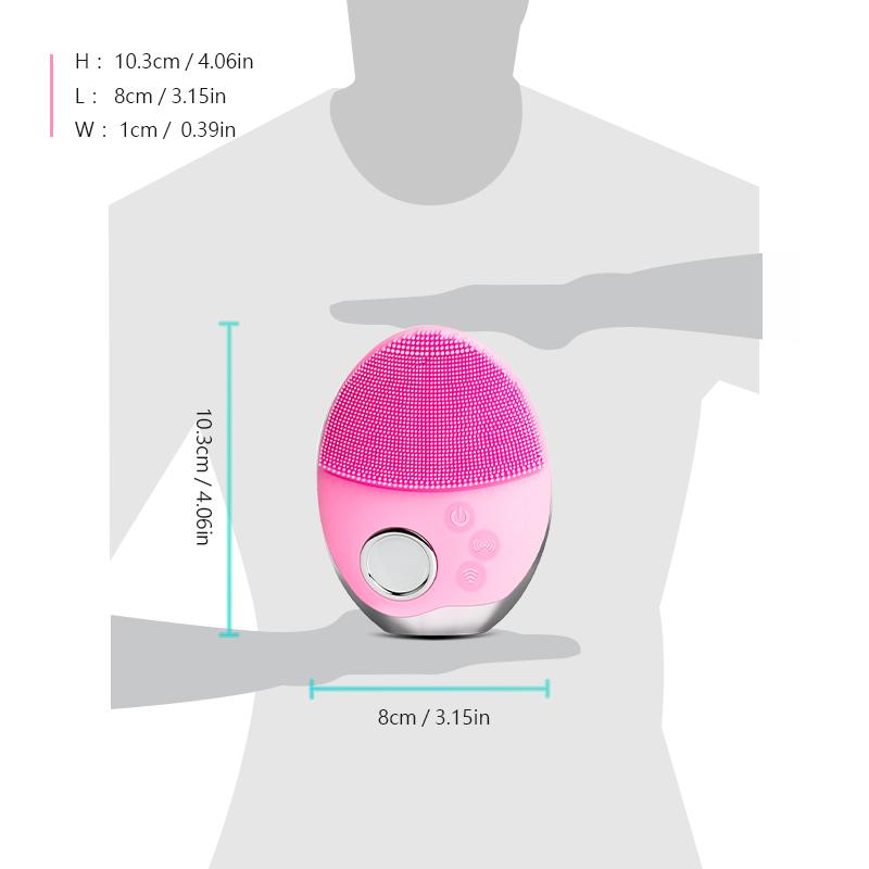 Siêu Âm Thanh 3 Màu Đèn LED Photon Đèn Điện Mặt Ceansing Bàn Chải Mini Không Dây Silicon Mặt Máy Giặt Máy Mát Xa