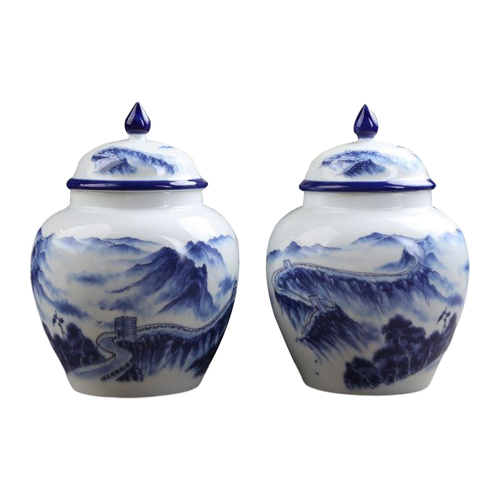 Ancient Chinese Style Ceramic Ginger Jar Storage Jar Can Flower Vase Glazed