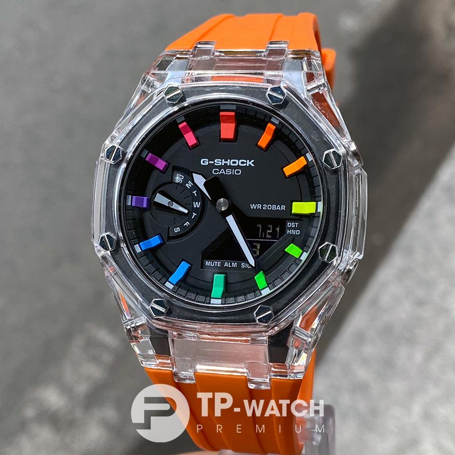 Đồng Hồ Nam Dây Nhựa Casio G-Shock GA-2100SKE-7A AP Custom Skeleton Orange x Rainbow Royal Oak (Special)