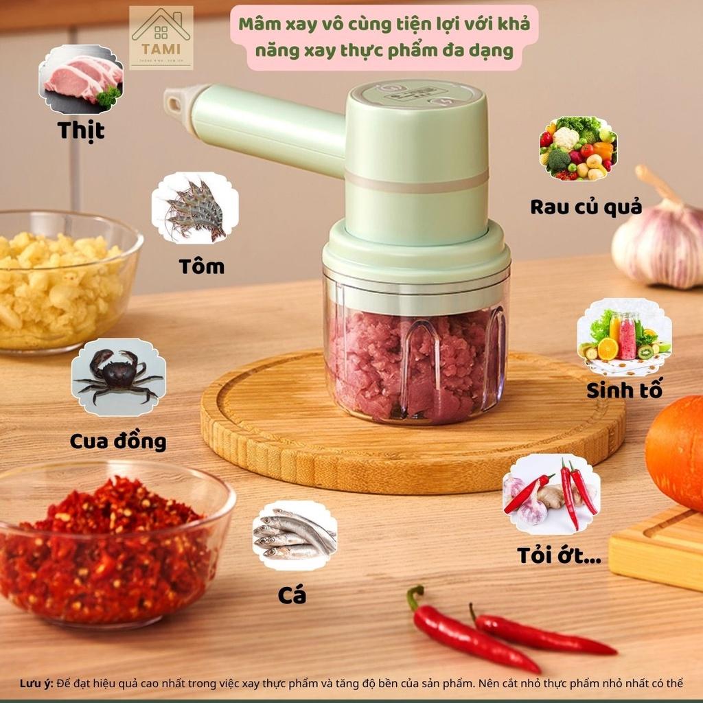 Máy đánh trứng, trộn bột, xay thịt, xay tỏi, xay rau củ quả ăn dặm cho bé cầm tay 2 trong 1 không dây sạc USB