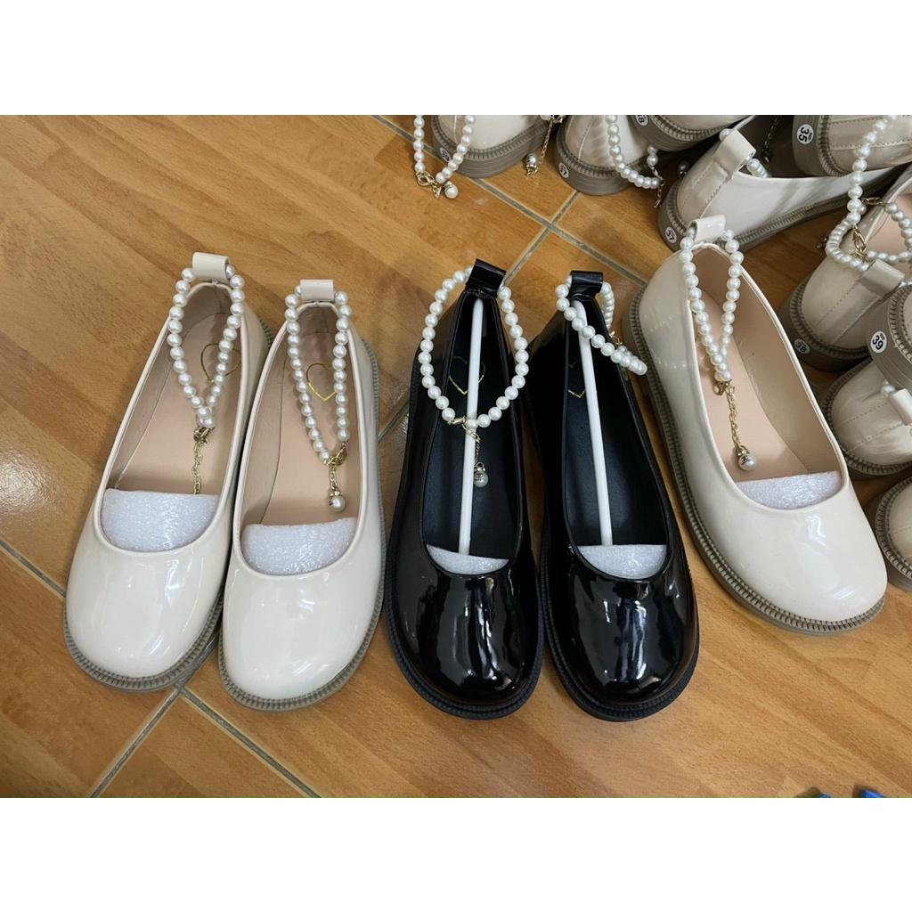 Giày Búp Bê Mũi Tròn Da Bóng Đế Đốc 2cm Quai Ngọc Điệu Đà G184