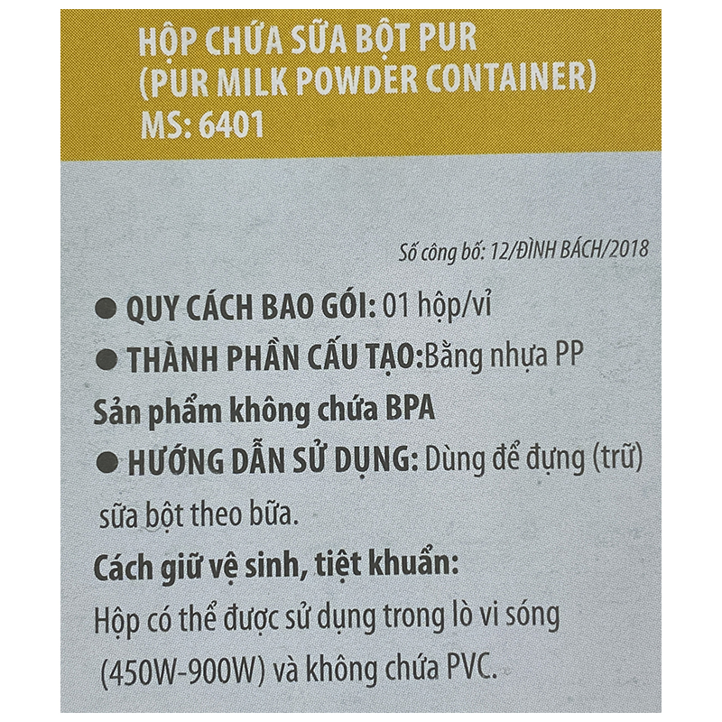 Hộp chia sữa 3 ngăn Pur - Hàng chính hãng