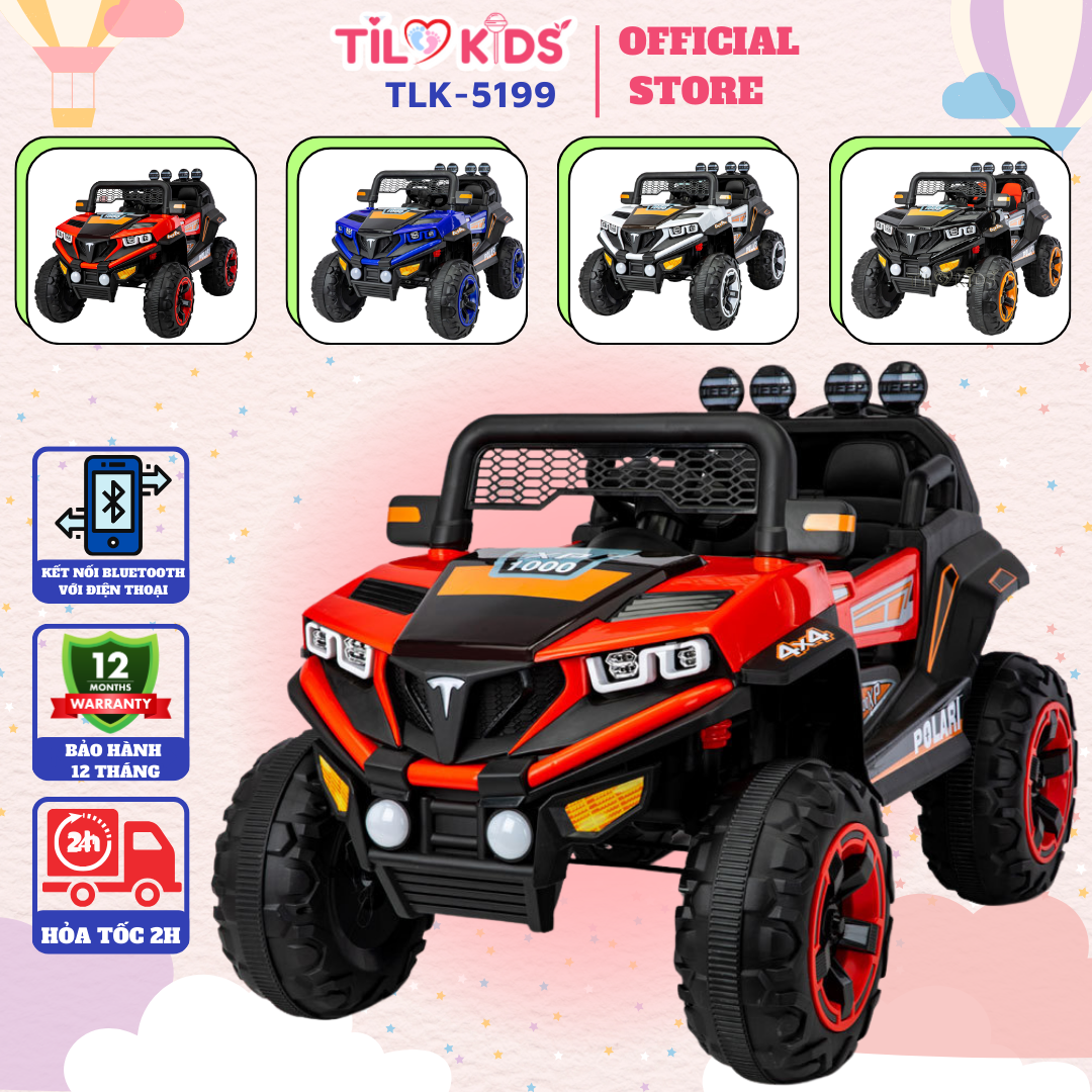 Xe oto điện trẻ em, xe điện cho bé TILO KIDS TLK-5199 có điều khiển từ xa, bluetooth, chế độ nhún