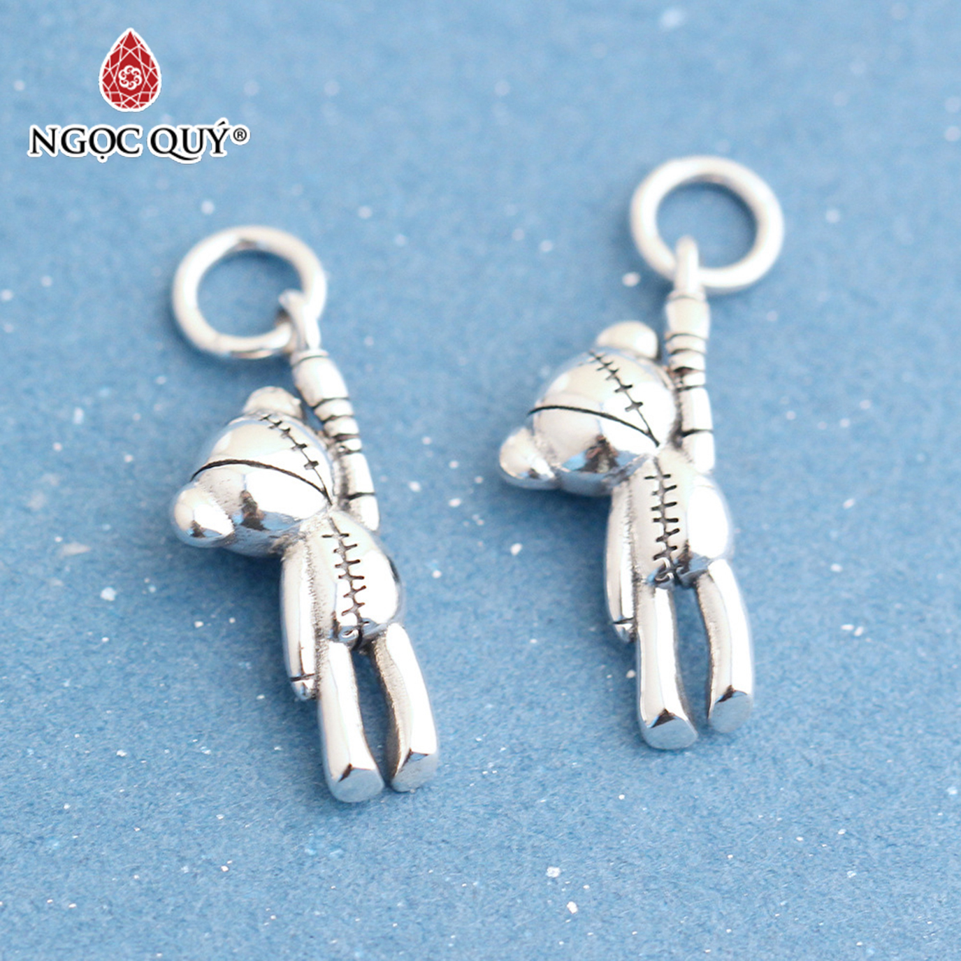 Charm bạc treo con rối hình gấu - Ngọc Quý Gemstones