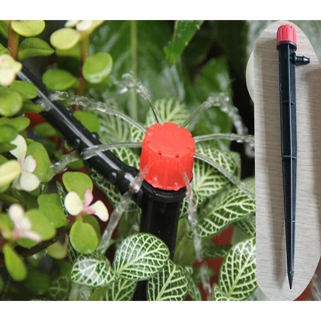 Bộ béc tưới cây nhỏ giọt tự động 20 đầu cắm phun 8 tia kèm van nước hẹn giờ