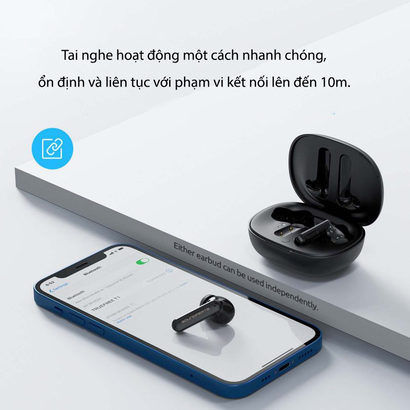 Tai Nghe Bluetooth Earbuds SoundPeats Mac 2  Trang bị Micro kép ở mỗi bên tai để hỗ trợ đàm thoại tốt nhất - Hàng Chính Hãng