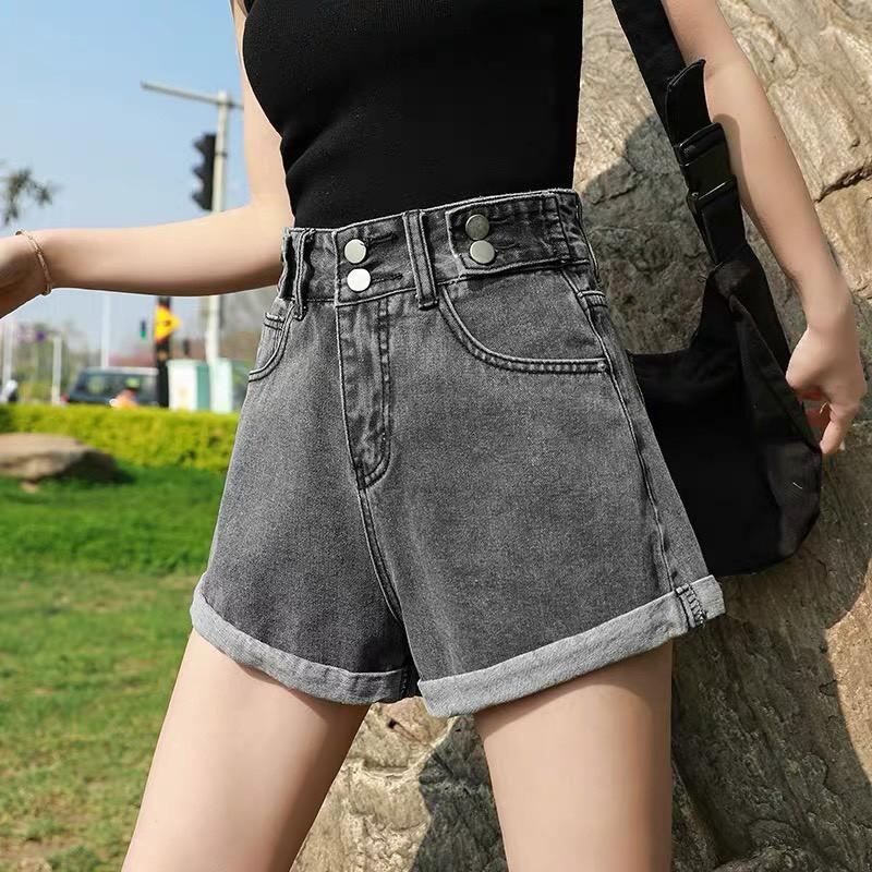 Quần short jean nữ Big Size lưng cao, co dãn mạnh, lưng đai kiểu nhiều nút đang hot trend 3616 molijean