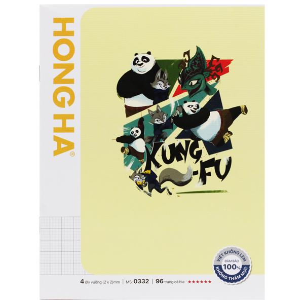 Combo 5 Tập Học Sinh Class KungFu Panda 4 - 4 Ô Ly Vuông - 96 Trang 100gsm - Hồng Hà 0332 - Mẫu 4 + Tặng Kèm Thẻ Cào