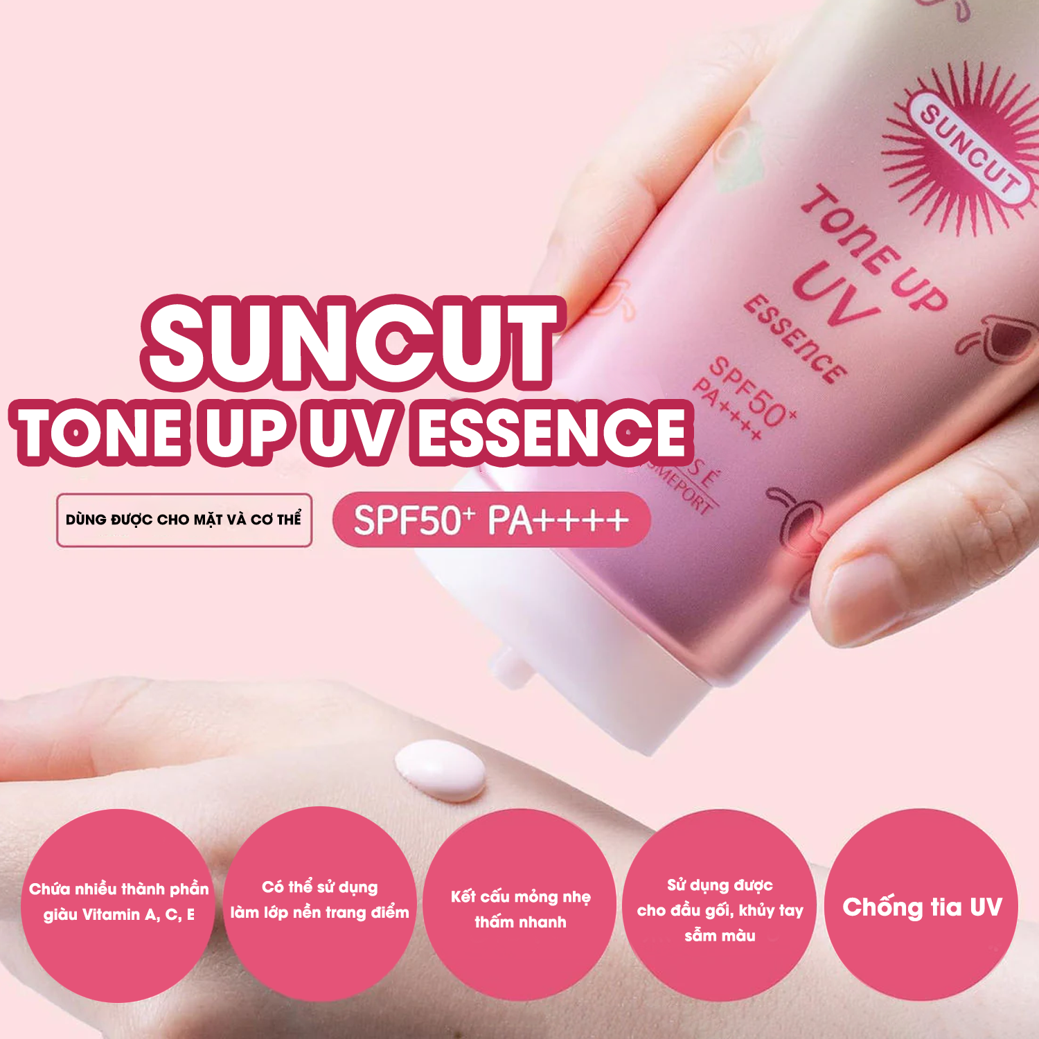 Essence Chống Nắng Nâng Tone Màu Hồng Kose Suncut Tone Up UV Essence PN 80 G