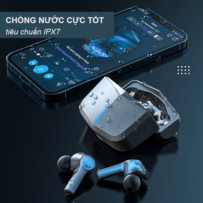 Tai Nghe Bluetooth Gaming Chính Hãng Có Mic Smart Buds TWS-02 Tai Nghe Nhét Tai Không Dây Chơi Game Kiểu Dáng Thể Thao Có Đèn LED - TẶNG KÈM TÚI ĐỰNG VÀ NÚT TAI DỰ PHÒNG