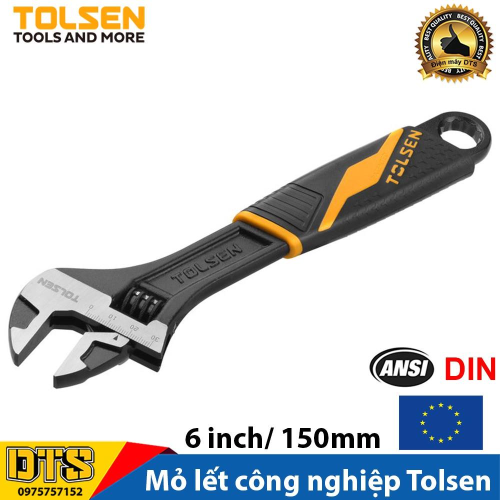 Mỏ lết công nghiệp cán nhựa đen 6 inch/ 150mm TOLSEN, thép CV-V cao cấp - Tiêu chuẩn xuất khẩu Châu Âu