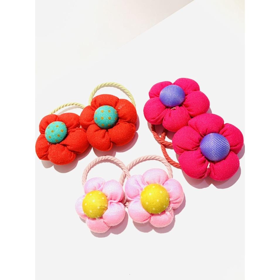 SET2 - DÂY BUỘC TÓC HÌNH HOA 3D BỌC VẢI XỊN XÒ - NUNAM SHOP