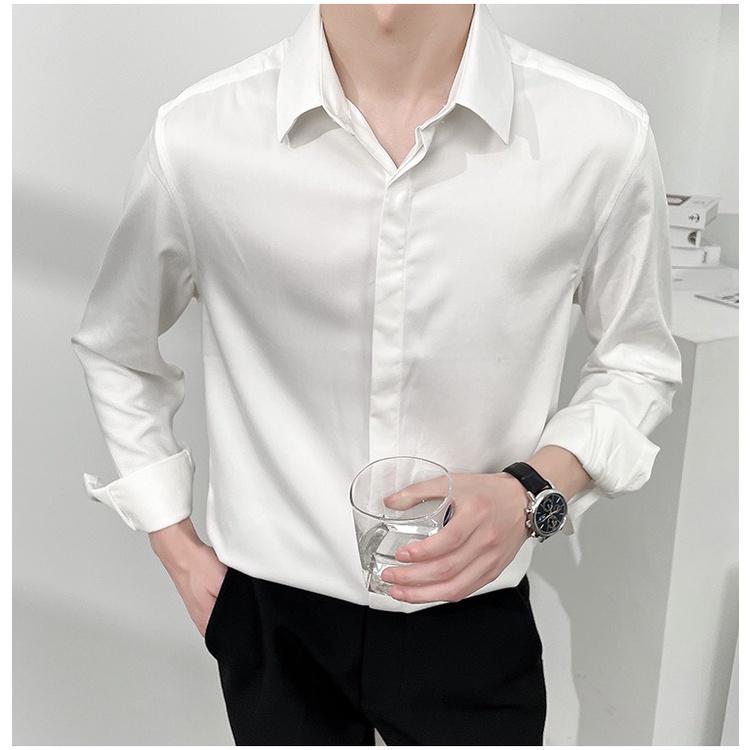 Áo sơ mi công sở nam giấu nút vải cotton dày mềm mượt co giãn nhẹ mặc rất mát sơ mi Unisex mã 26