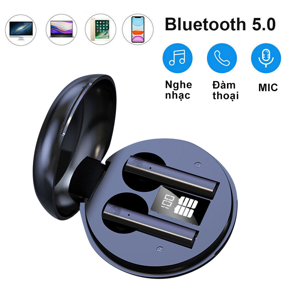 Tai nghe không dây nhét tai cảm ứng tăng giảm âm lượng ngay trên tai nghe bluetooth 5.0 - Hàng Chính Hãng