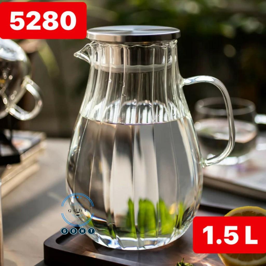 Bình Thuỷ Tinh chịu nhiệt 400 độ c 1,6L - 1,7lL cao cấp, nắp inox sáng sang trọng