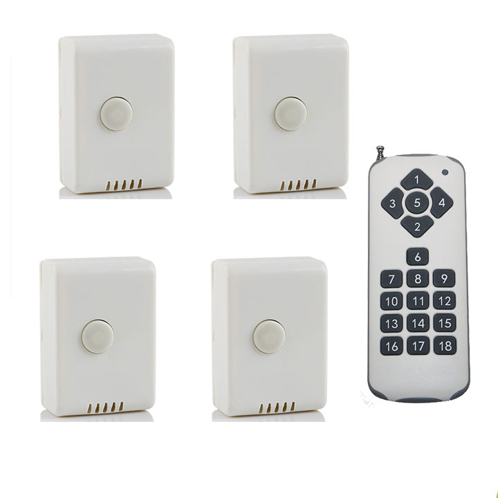 Bộ 4 công tắc điều khiển từ xa sóng RF công suất lớn TPE RC1A + Remote 18 nút R3.4