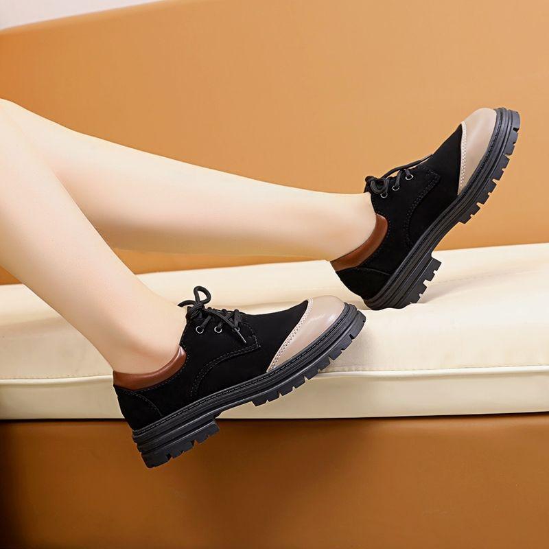 Giày Bốt Da Mũi Tròn Thời Trang Xuân Thu 2022 Cho Nữ
